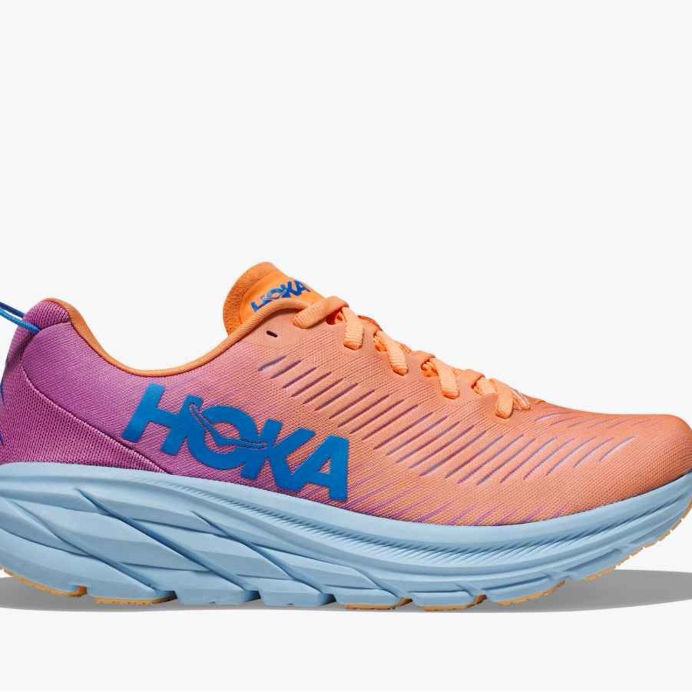 Hoka Orange and Purple Athletic Shoes with Cushioned Midsole